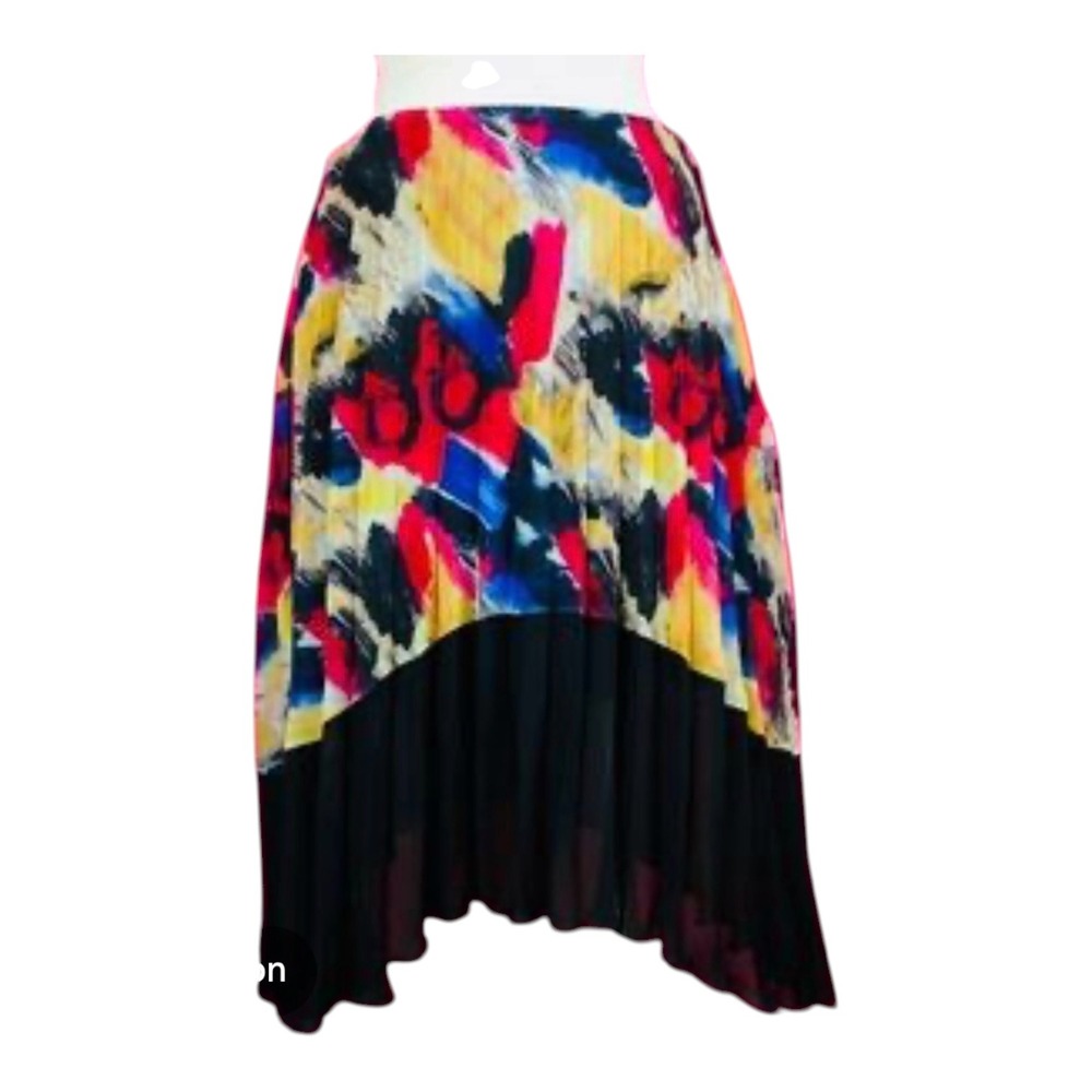 Mango MNG Collection Skirt Berlin Abstract Print Pleated Asymmetrical Midi 14